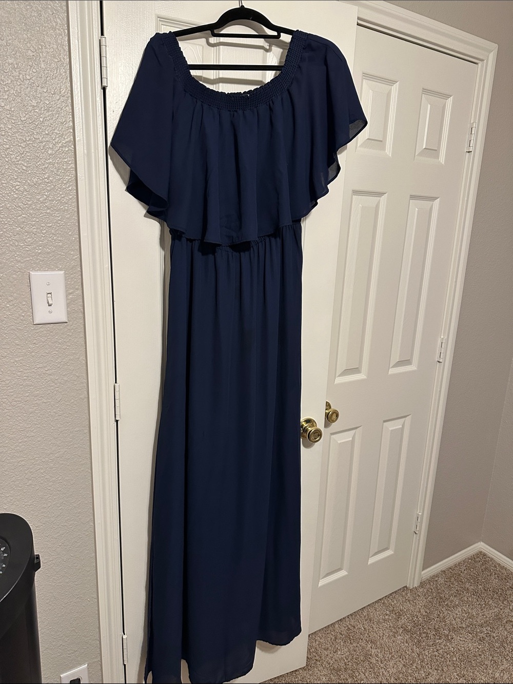 Show Me Your MuMu Navy Blue Off-Shoulder Maxi Dress